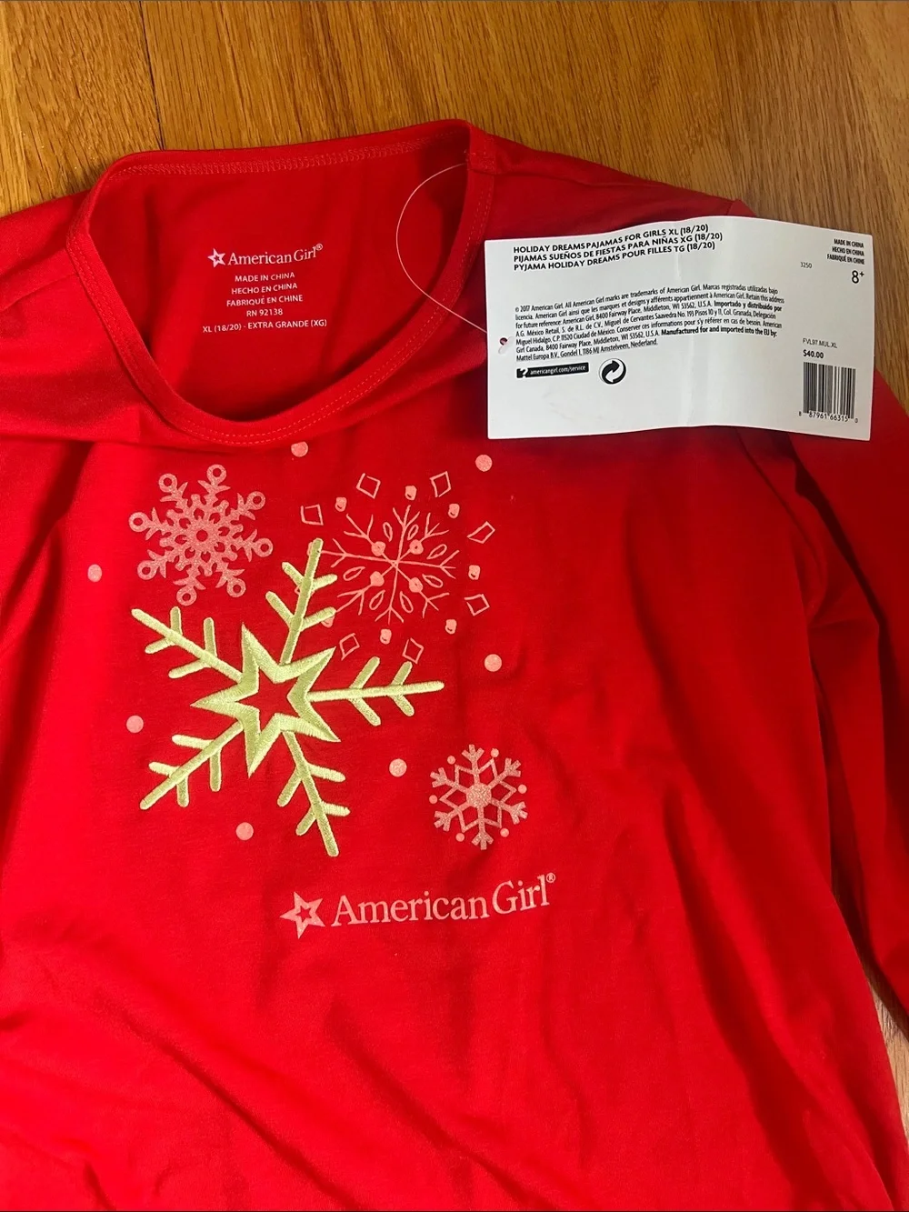 NEW American Girl XL (18/20) Holiday Dreams retired Snowflake Pajama Set